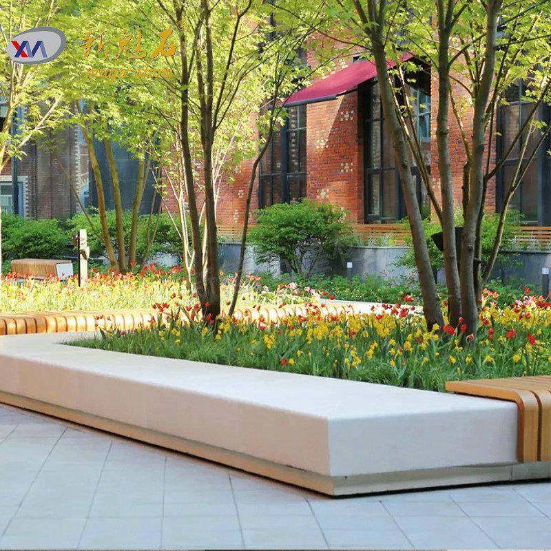 清水混凝土树池松木竹木与水泥组合户外公园景观座椅树池花池长椅,淘宝优惠券,粉丝福利购,淘宝优惠卷