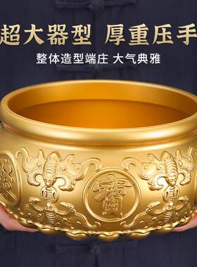 铜聚宝盆家用装饰品存钱罐黄铜米缸铜盘家居开 业乔迁摆件百福缸