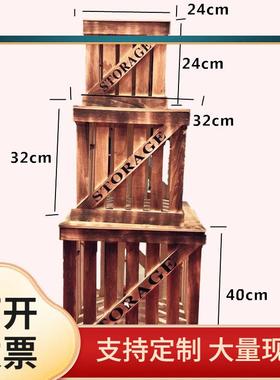 F7575HM8?系婚庆道具实木箱纳森框储物箱收复古木做旧框摆件婚礼