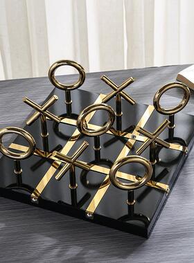 现代奢简状不锈钢棋盘形装饰品家居客厅茶几桌面轻工BJ-0231艺品