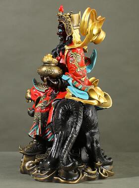 厂家彩铜武财神赵公明神像家用摆件骑虎黑脸财神像店铺五路