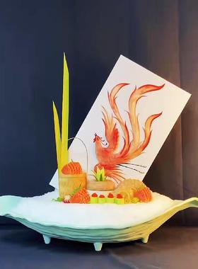 刺身摆盘装饰鱼雕板鱼雕盘海鲜姿造亚克力板宴雕板三文鱼料理摆件