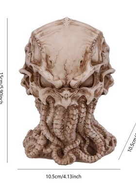 跨境新品CthulhuSkull克苏鲁神话雕像克苏鲁骷髅头树脂摆件章鱼