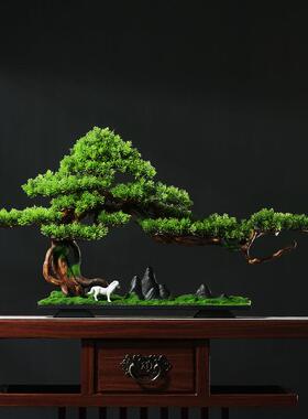 新中式仿真迎客松客厅办公绿室大摆件植装饰M00146售部装饰罗汉楼