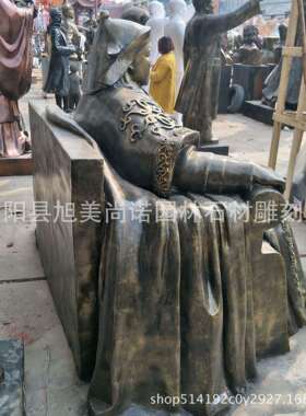 玻璃钢铸铜成吉思蒙汗塑 古国仿成吉雕思汗坐像 广场人6363物摆件