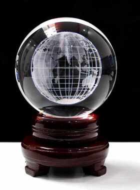 水晶玻璃球3D内雕地球仪创意家居摆件毕业教师节送老师可定制礼品