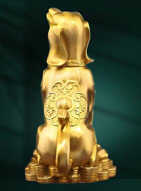 铜狗摆件黄铜西北缺角入户客厅大号金钱十二生肖狗摆设补角吉祥物