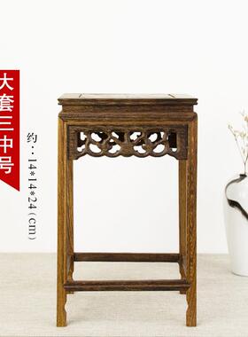 架办公小摆件花小中式架子花架几花瓶桌面实木盆景鸡翅花架木家居