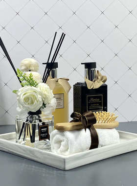 样板房浴室摆件卫生间装饰品洗手台香薰卫浴托盘组合套装软装饰品