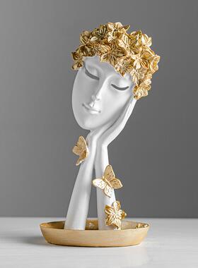 人脸面具半脸摆件树脂工艺品现代家居人物摆件电视柜书架摆饰