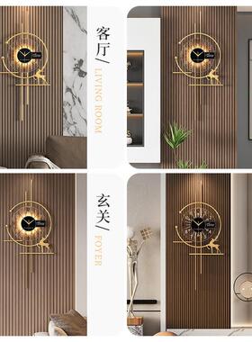 轻奢大气时钟壁灯格栅装饰创意挂钟客厅现代简约艺术静音钟表家用