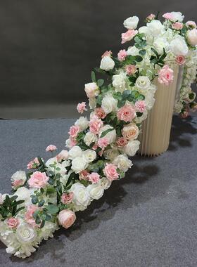 新款仿真花排商场布置橱窗展厅装饰长排花西式婚礼长桌摆放长条花