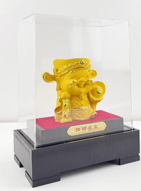绒沙金财神摆件汽车店4s礼品招财佛像商务馈赠礼品绒沙金摆件礼盒