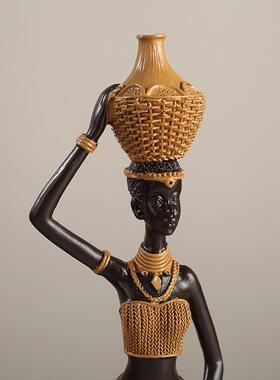 复古非洲风少女家艺居民族工树房脂摆件创意礼品客厅书人物装ZY86