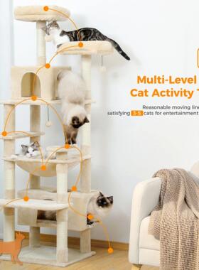 Large Cat e and Tower for Indoor Cats With Sisal-Covered