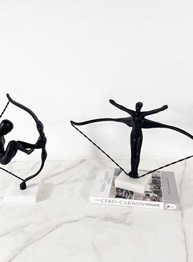 新中式样板房客厅酒柜书桌装饰品艺术酒店大厅会所雕塑摆件工艺品