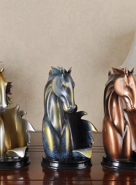 客厅高级感柜子摆件冰箱顶上面的摆件马头红酒架客厅餐厅家居工艺