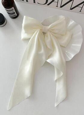 Elegant Bow Ribbon Hair ClipSimple Solid Satin Spring Clip H