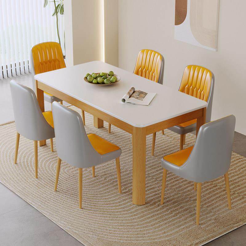 北欧岩板餐桌椅组合长方形金属仿实木家用小户型吃饭桌子椅子一套,淘宝优惠券,粉丝福利购,淘宝优惠卷