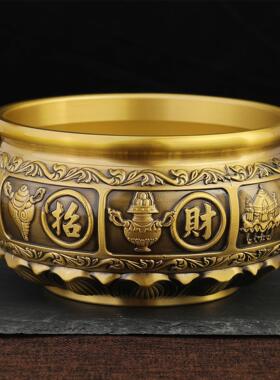 黄铜莲花底有求必应聚宝盆客厅店铺办公室开业礼品玄关客厅摆件