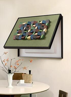 3D立体实木挂画电表箱遮挡装饰画现代简约壁画创意彩色木块配电箱