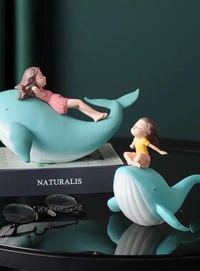 鲸鱼可爱摆件艺术家居玄关装饰海洋书桌书架小众高级感女生礼物