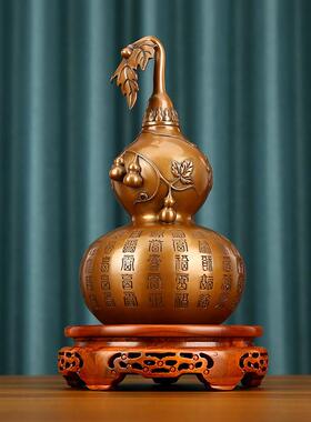 紫铜百福葫芦摆件开 盖葫芦家居客厅电视柜办公室桌面装饰礼品