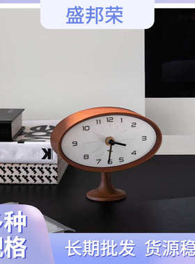 厂家桌面玄关橄榄卧室轻奢钟家居台式装饰品实木复古摆件