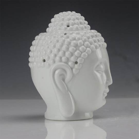 Artesanías de cerámica transfronterizas, vela de cabeza de Buda de la paz tailandesa blanca, estufa de aceite esencial, quemador de incienso, estatua de Buda de cerámica