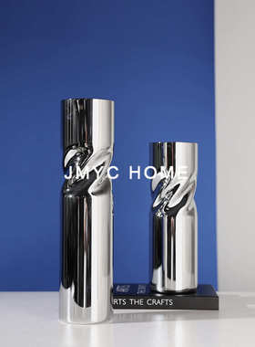 轻奢创意电镀玻璃插花花瓶花器摆件客厅茶几玄关样板间家居装饰品