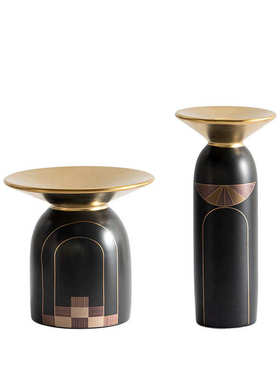 艺贝子意式轻奢高级感陶瓷花瓶烛台陈设摆件客厅茶几台面托盘装