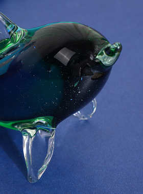 热销海洋摆件手工彩色玻璃海豚玻璃雕塑茶几桌面客厅装饰工艺