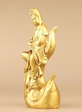 2023新款黄铜观音摆件 铜月亮观音 家居装饰创意礼品工艺品