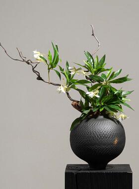 东方美学仿真绿植摆件中式日式禅意盆景书房玄关装饰品花