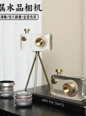 跨境轻奢水晶相机专用摆件创意家居客厅办公室装饰布置工艺品