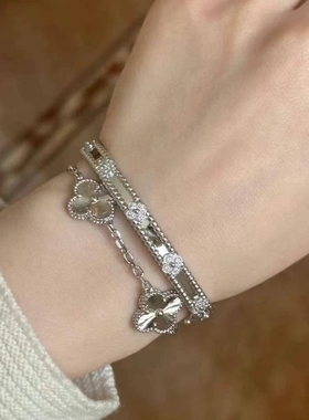 公价14.8万】99新梵克雅宝18K白金万花筒钻石手镯正品尺码咨询