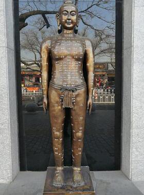 铸铜针灸穴位人物雕塑中医养生经络铜人迎宾模型仿铜摆件