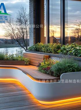 玻璃钢花盆发光花钵商场花器户外圆形方形树盆公园绿化种植池学校