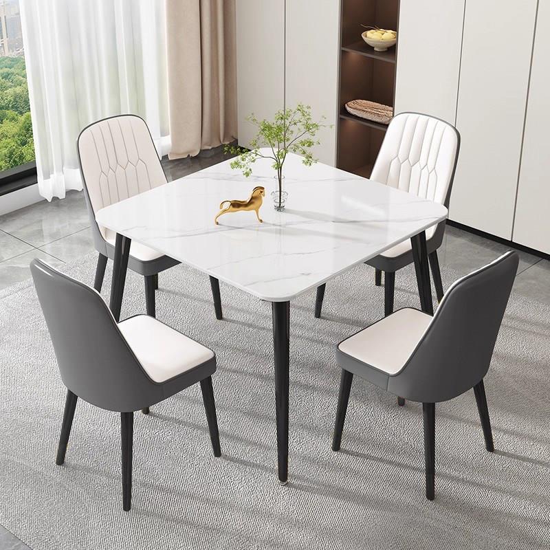 Slate dining table for household small apartments, Chinese and Western restaurant reception and negotiation table, square dining table