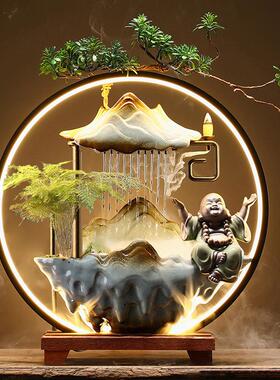 招财流水喷泉摆件创意办公室桌面家居循环水吧台乔迁新居开业礼品