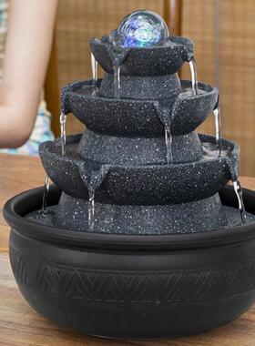 件方轮来财风水流水F969S59J喷泉摆循环水办公桌装饰客厅桌八面风
