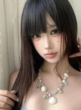 韩系波点蝴蝶结珍珠项炼女款简约气质长款吊坠毛衣炼小众设计配饰