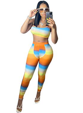Women's gradient printed sports suit