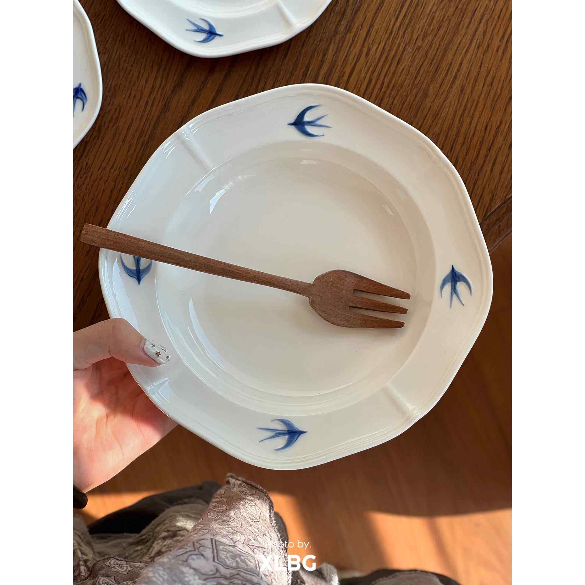 ins风燕子盘高颜值小碗米饭碗浮雕咖啡杯陶瓷餐具套装早餐甜品盘,淘宝优惠券,粉丝福利购,淘宝优惠卷