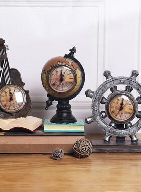 复古怀旧带乐钟表器系列摆件 酒柜玄关咖啡工厅艺摆品桌面树G101-
