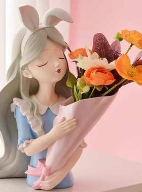 捧北欧q3y餐桌玄关插花创意艺术花家居女孩电视柜客厅花瓶装摆件