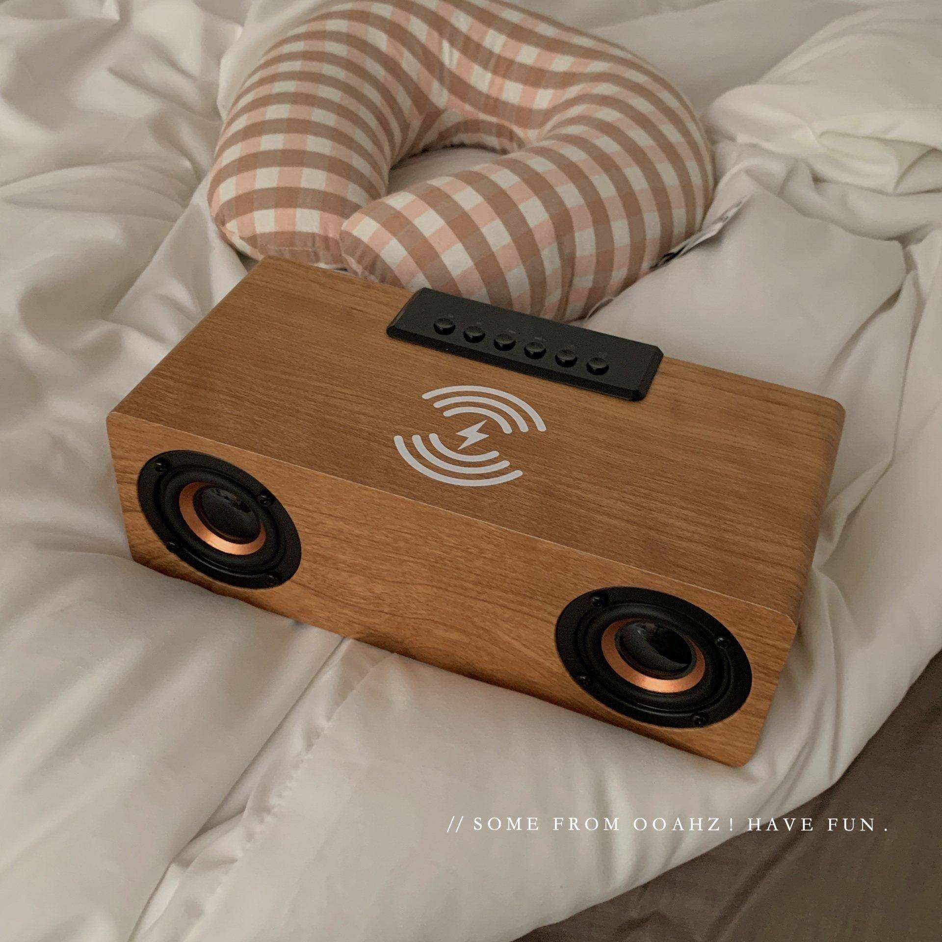 配置太顶！覆古木质蓝牙音箱FM收音机K1闹钟手机无线 线快充插卡,淘宝优惠券,粉丝福利购,淘宝优惠卷