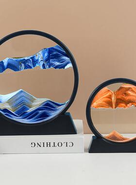 厂家直销圆形流沙画3d立体动态沙漏家居装饰高级感客厅桌面摆件