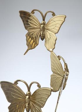 蝴蝶装饰摆件创意现代办公室桌面摆件家居装饰电视柜黄铜工艺摆件
