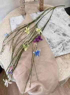 塑料柳条彷真花垂钓柳芽假花韩版白绿婚礼插花装饰婚庆花艺摆设